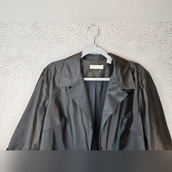 Kate Hill Women Jacket Sz 28W Black Silk Evening Glam Open Front Lightweight - Picture 2 of 12